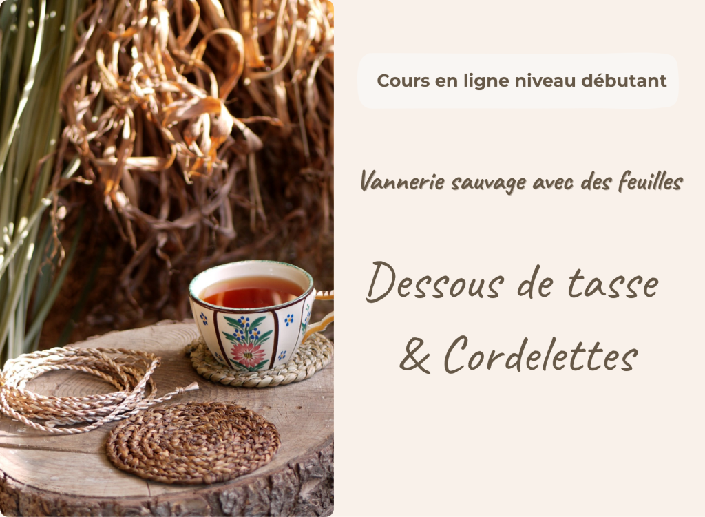 Apprendre la vannerie sauvage avec des feuilles : dessous de tasse et cordelettes